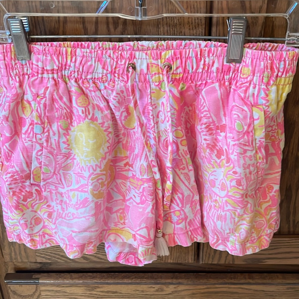 Lilly Pulitzer Kinis In The Keys Linen Shorts Pull On Bright Pink Size Small